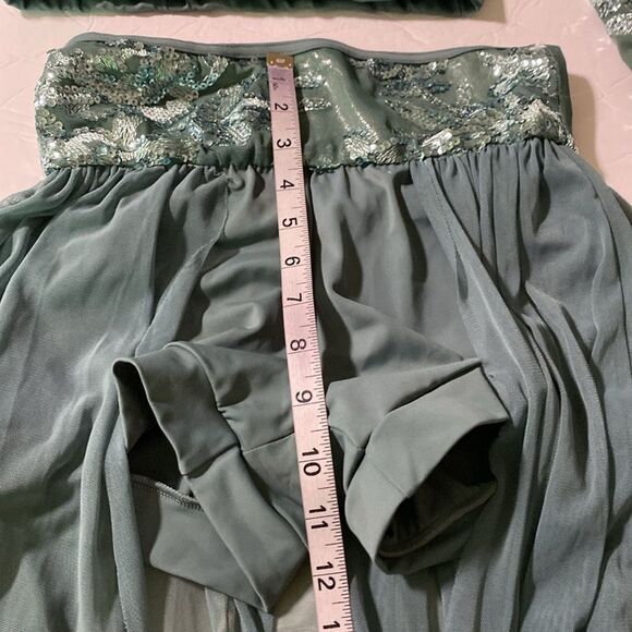 WEISSMAN Dance Costume 2 piece Sage green sequin Guiltfree 10337 SA adult - Picture 5 of 13